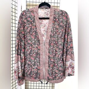 Free People Wildflower Zip Kimono Floral Pattern Size M/L